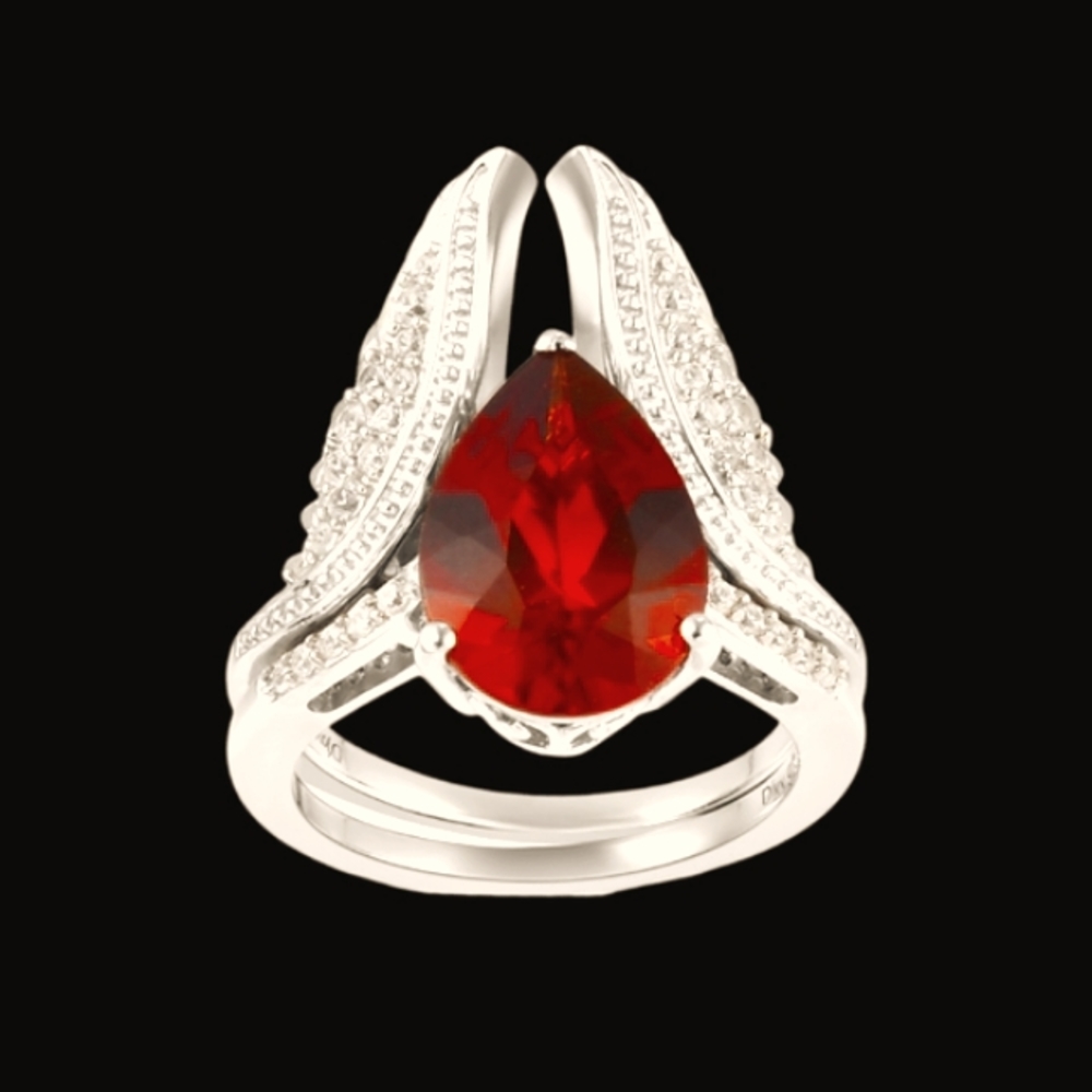 🔥 Platinum Over Sterling Silver Madeira Citrine & White Zircon Ring Set 3.90